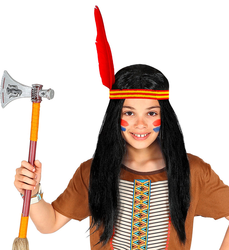 Kinder Perücke "Indianer" mit Stirnband | Schwarz