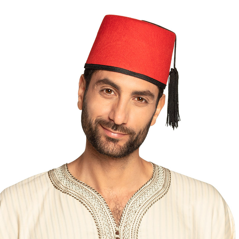 Hut Fez "Fadime" mit Zierquaste | Rot - Orient Scheich Sultan