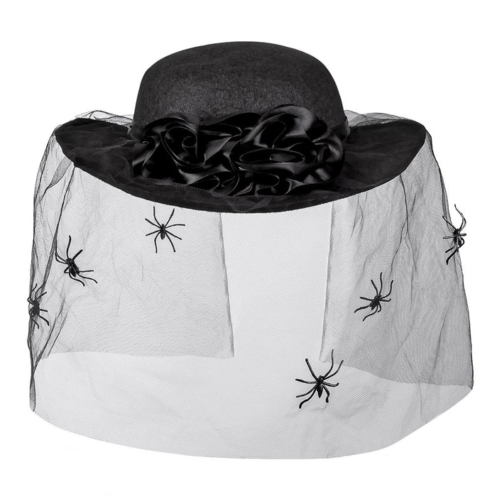 Hexenhut "Spider-Willow" mit Schleier | Schwarz