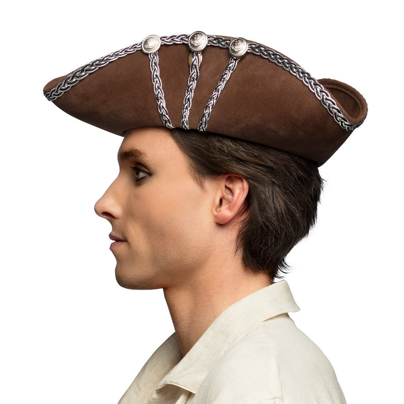 Piraten Hut Dreispitz "Alistair"  | Braun