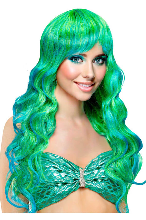 Langhaar Perücke "Meerjungfrau" für Damen | Grün Türkis - Mermaid
