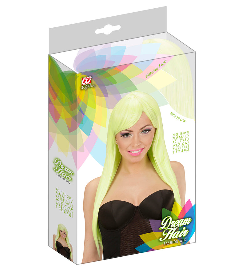 Perücke "Fashion" in farbiger Box | Neongelb