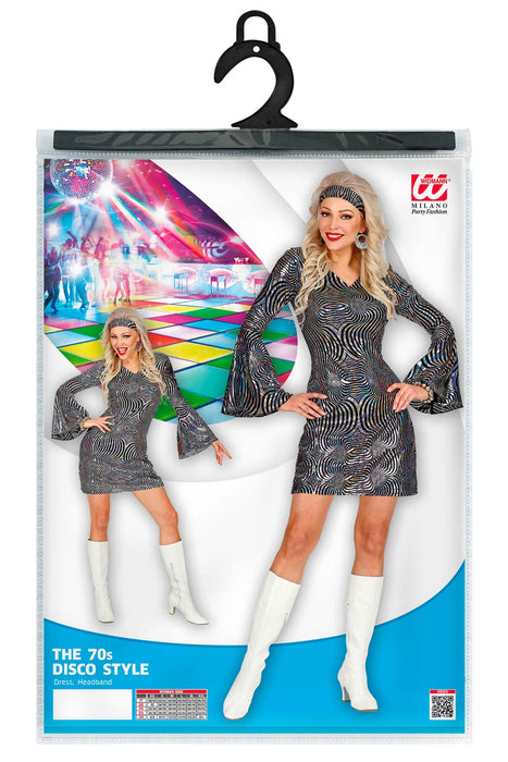 Retro Damen Kleid "Silver Waves" | Mehrfarbig - Kostüm 60er 70er Jahre