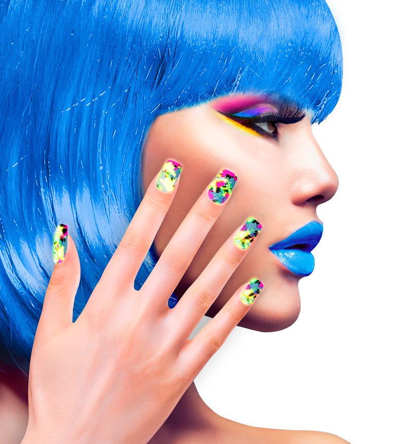 Set von 12 selbstklebenden Fingernägeln | Neon Multicolor