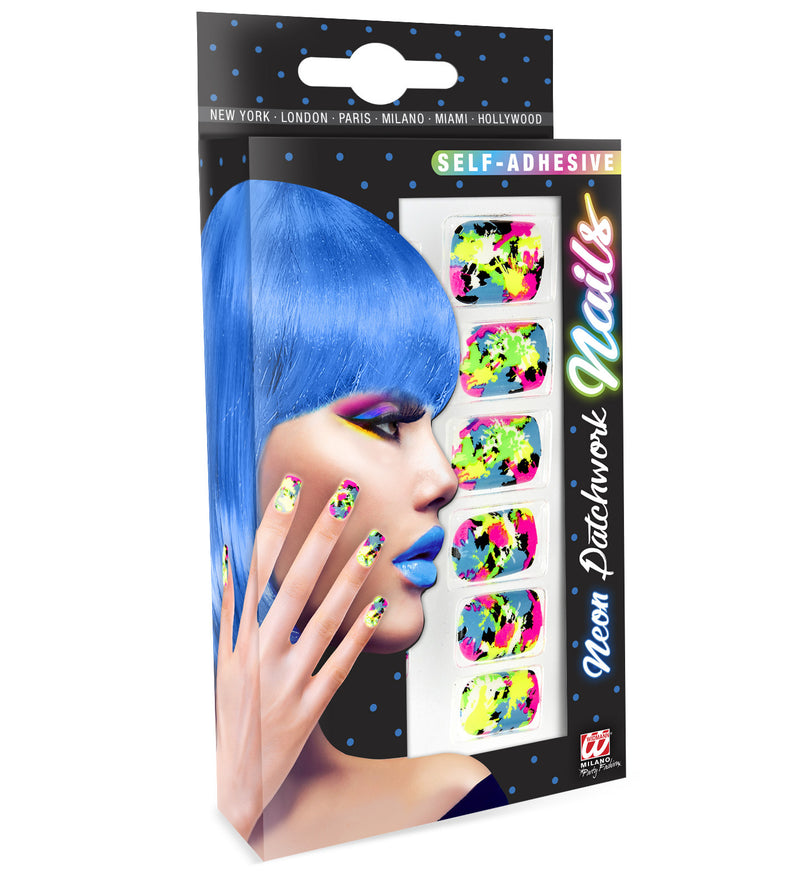Set von 12 selbstklebenden Fingernägeln | Neon Multicolor