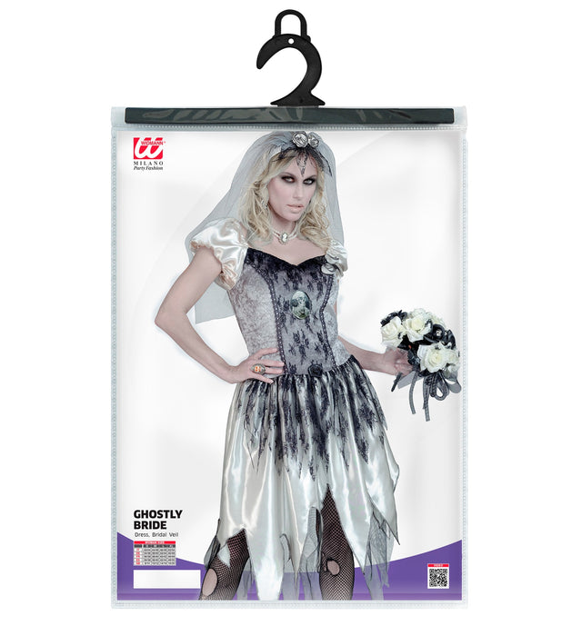 Geisterbraut Kostüm für Damen | Grau Schwarz - Kleid und Schleier