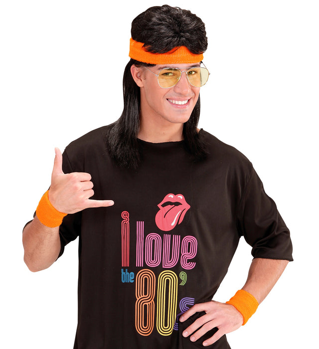 Schweißbänder Set 3-tlg. | Neon Orange - 80er Jahre Disco Kostüm