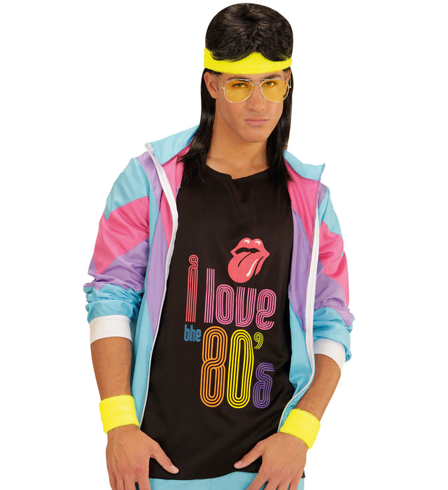 Schweißbänder Set 3-tlg. | Neon Gelb - 80er Jahre Disco Kostüm