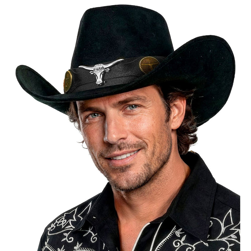 Cowboyhut Dallas Wildlederoptik | Schwarz