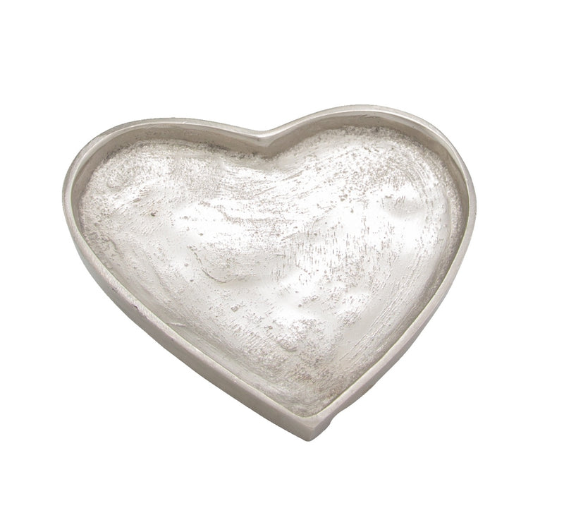 Herz-Deko-Schale  Silberfarbene Metallschale in Herzform - 10x10x2 cm - 07201