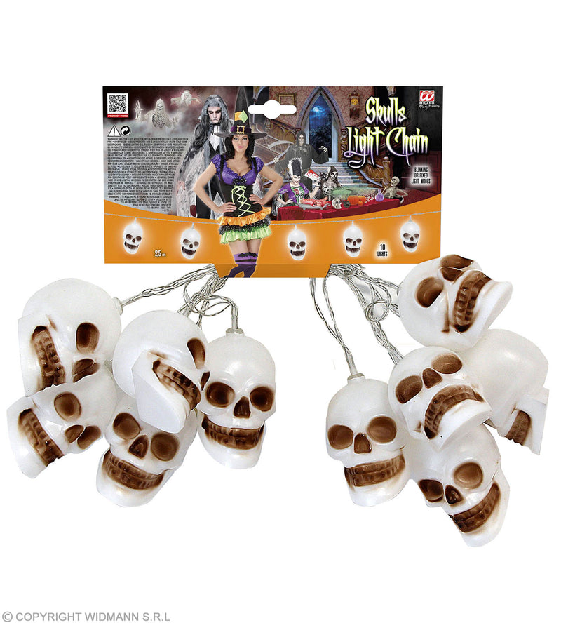 "Totenkopf" Lichterkette 2,5 m | 2 Lichtmodi - Halloween Dekoration