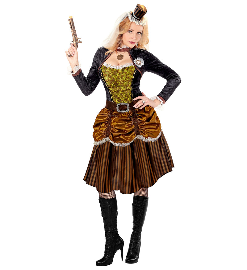 Steampunk Lady Kostüm "Honoria" für Damen 0775 | Kleid und Hut