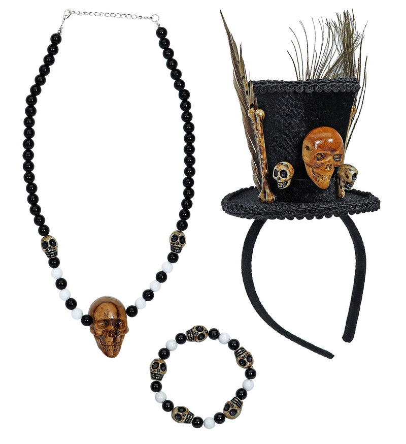 Voodoo Priester Set 3-tlg. | Hut, Halskette und Armband