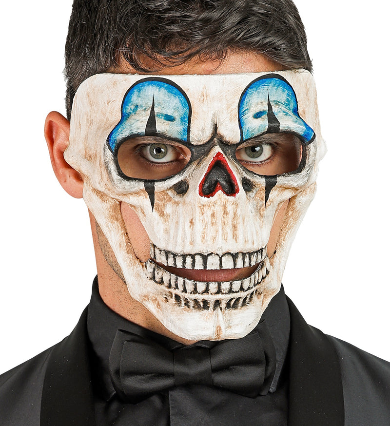 Halloween Totenkopf Maske "Commedia dell`Arte" | Beige Blau