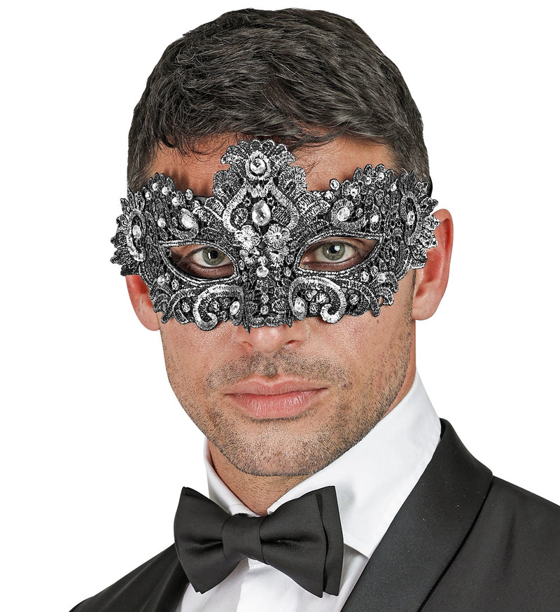 Theater Augenmaske mit Strass | Silber