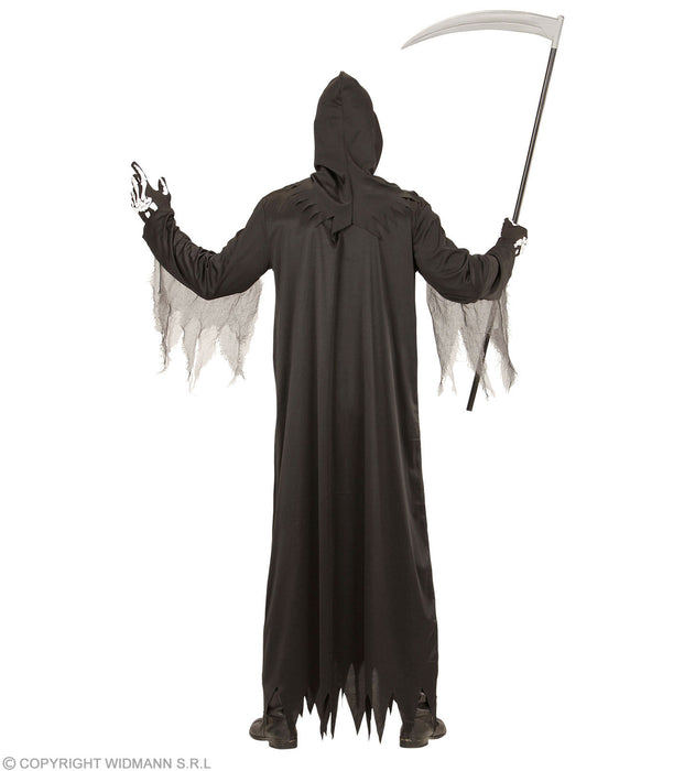 Sensenmann Kostüm "Grim Reaper" mit Skelett Druck für Herren | Schwarz
