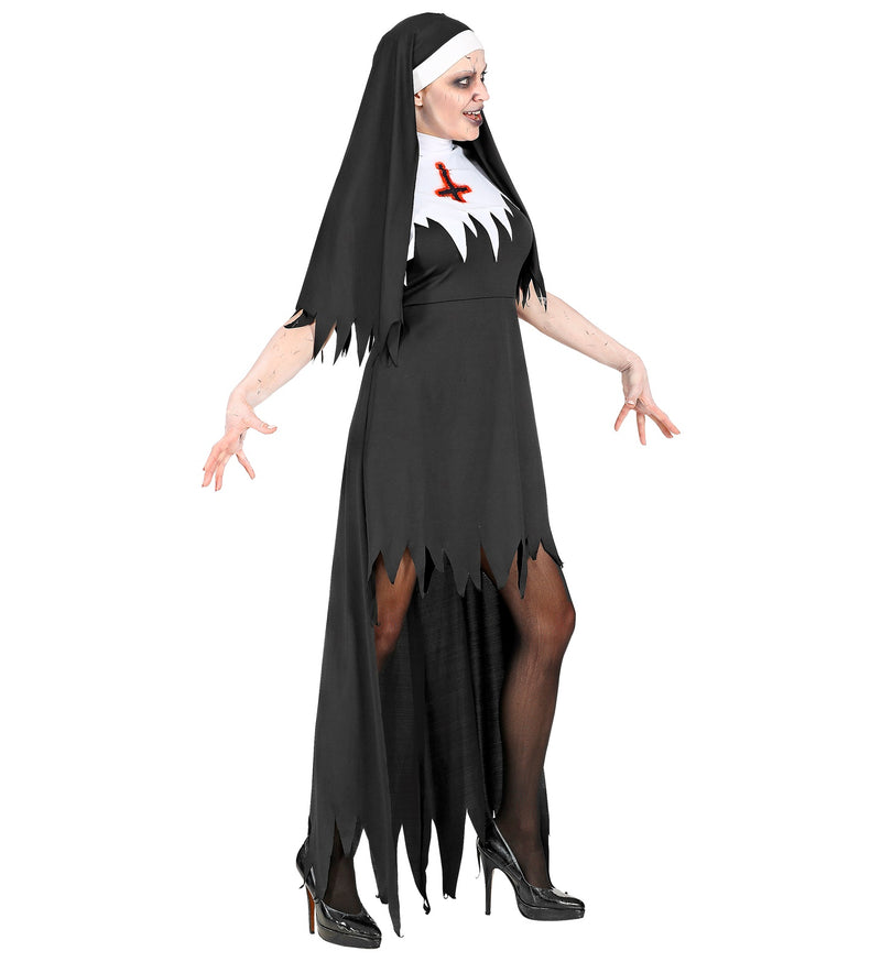 Horror Nonne Halloween Kostüm für Damen | Schwarz