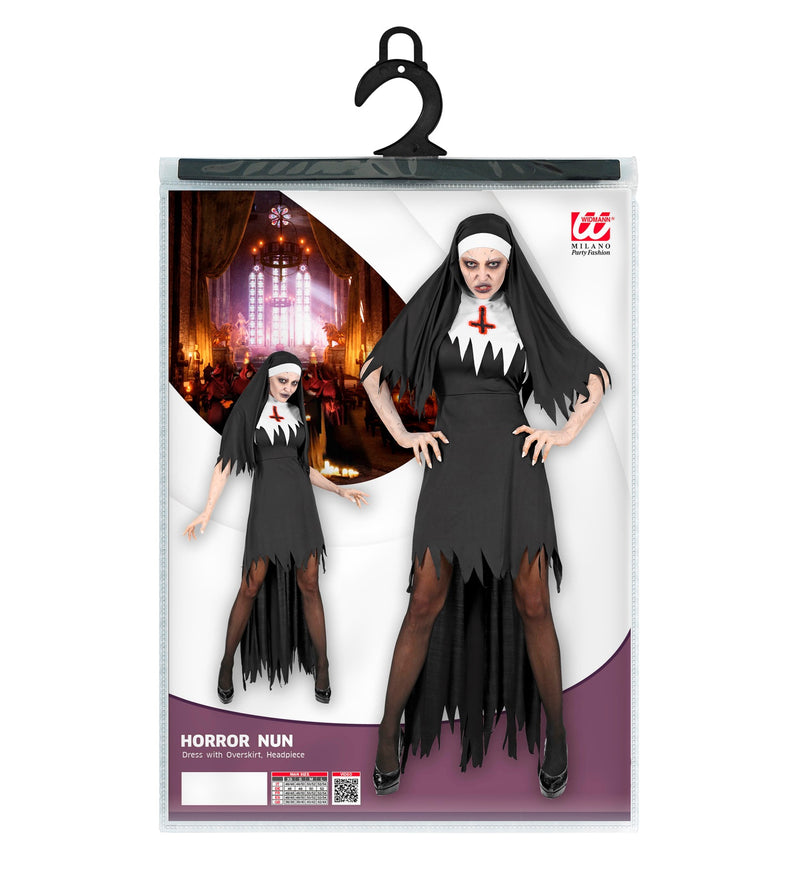 Horror Nonne Halloween Kostüm für Damen | Schwarz