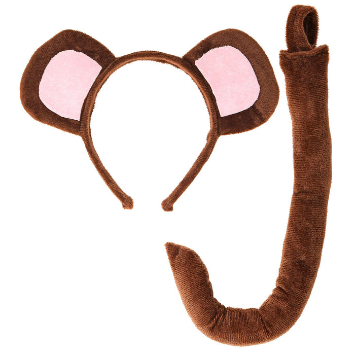 Affe Kostüm Set | Haarreif mit Ohren und Schwanz