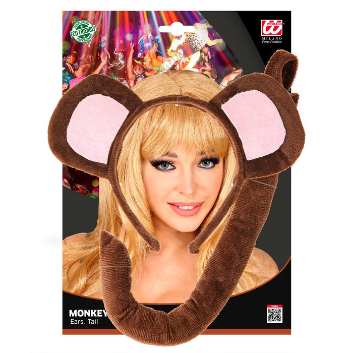 Affe Kostüm Set | Haarreif mit Ohren und Schwanz