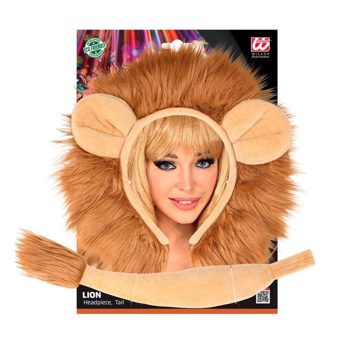 Löwe Kostüm Set für Erwachsene - Haarreif mit Ohren und Schwanz | Braun