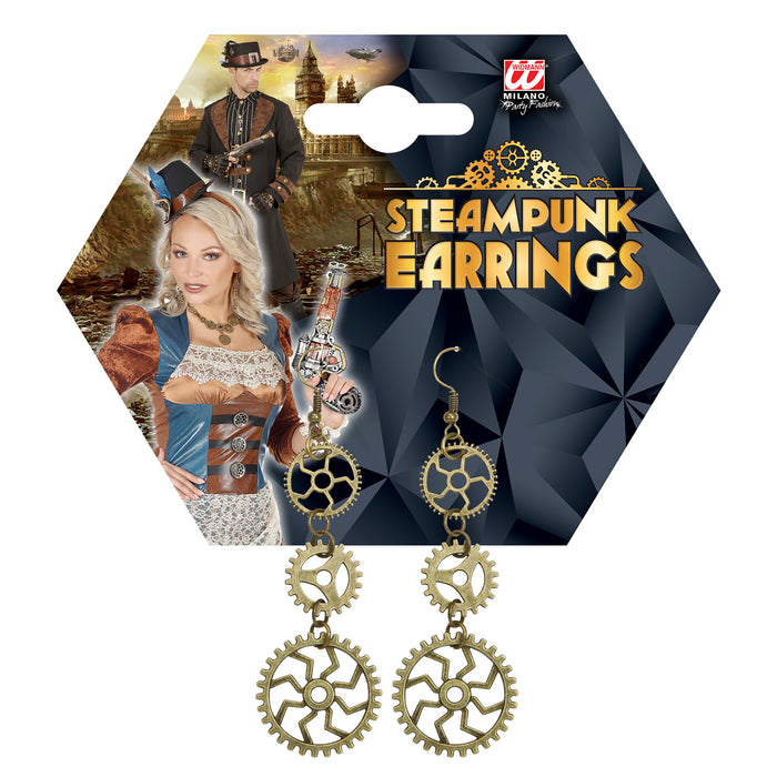 Steampunk Ohrringe Hänger mit Zahnrädern 09771 | Bronze