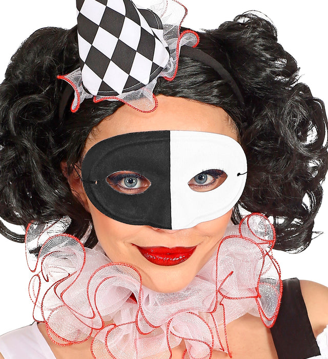 Schwarz Weiße Augenmaske zum Harlekin Kostüm