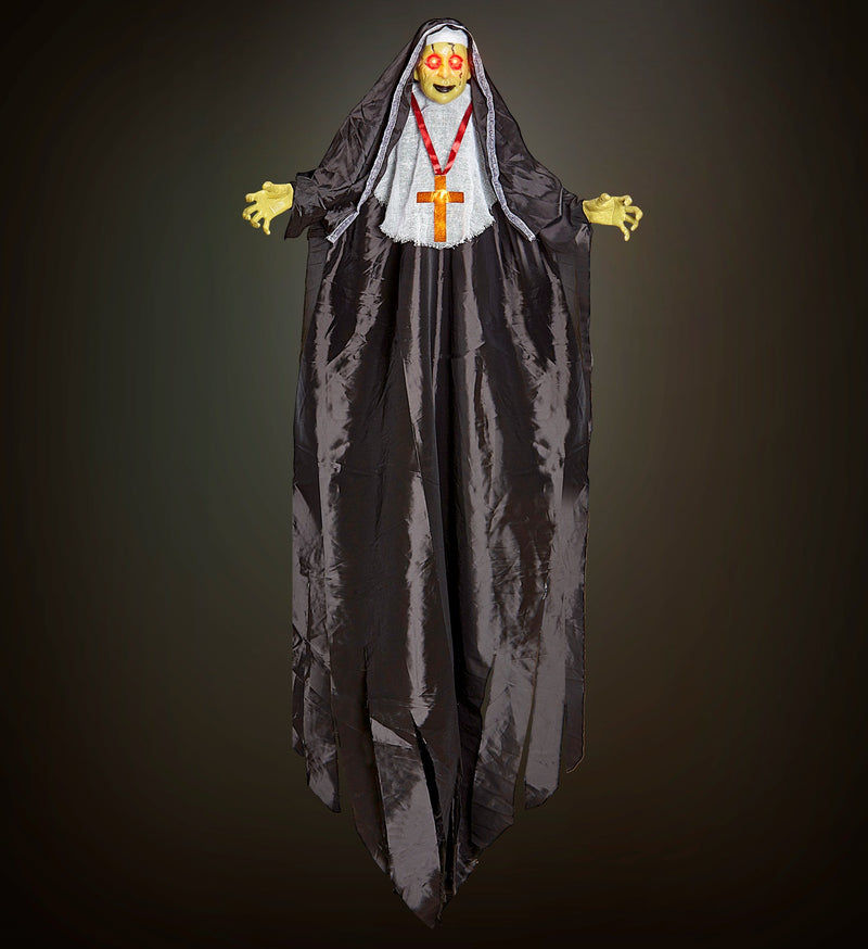 Hängefigur "Zombie Nonne" LED Augen 137 cm | Halloween Dekoration
