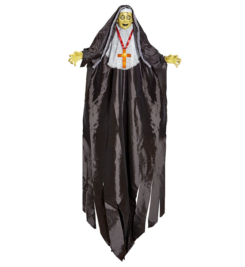 Hängefigur "Zombie Nonne" LED Augen 137 cm | Halloween Dekoration