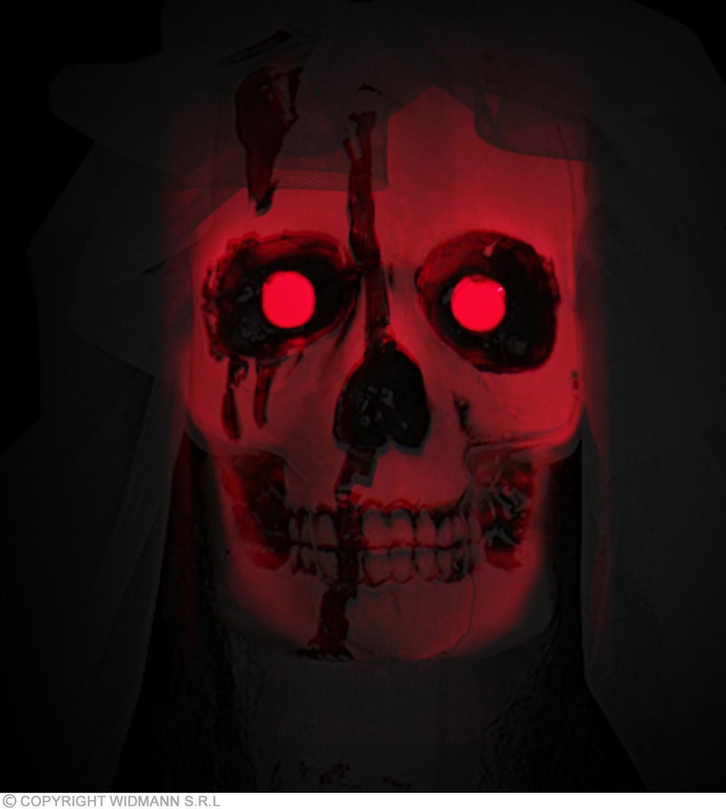 Hängefigur "Blutige Skelett Braut" Leuchtender Kopf 170 cm | Halloween Dekoration