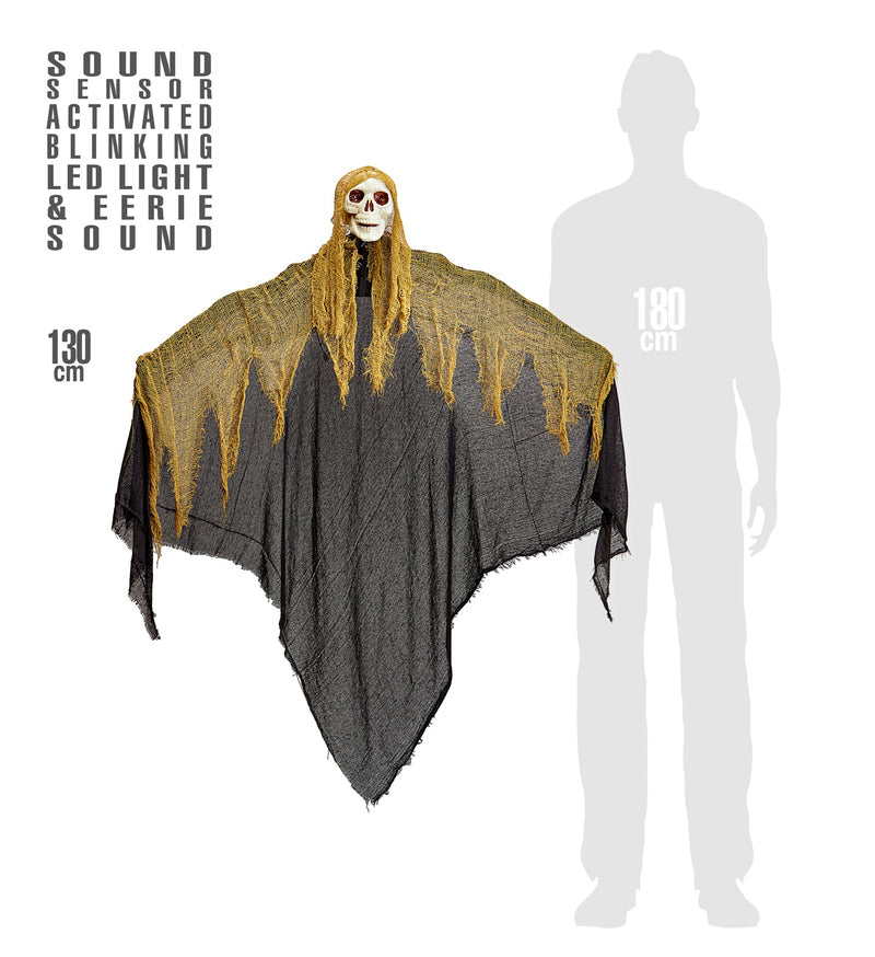 Animierter "Sensenmann" LED Augen und Geräusche 130 cm | Halloween Dekoration