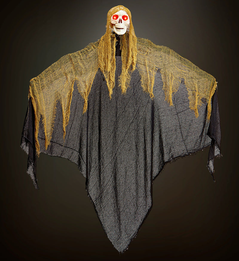Animierter "Sensenmann" LED Augen und Geräusche 130 cm | Halloween Dekoration