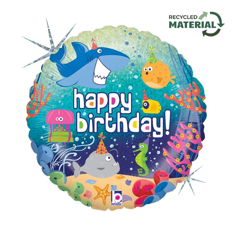 18"/Ø46cm Folienballon "Birthday Ocean" Holo