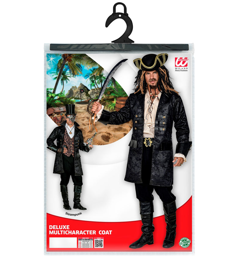 Historischer Mantel "Lederoptik" für Herren | Schwarz