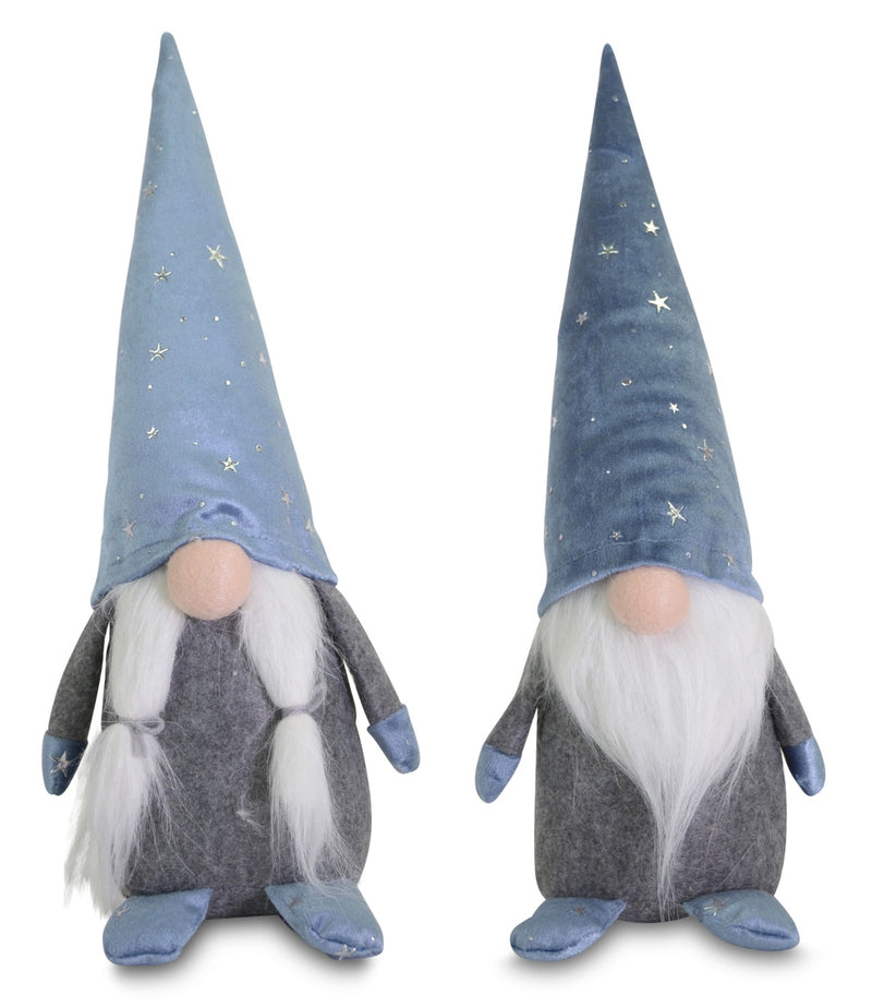 Wichtel 2er Set mit Sternenmütze Mann und Frau | Blau 35 cm