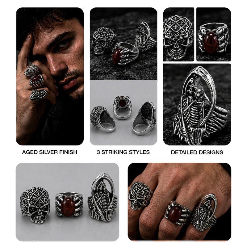Halloween Ringe 3-teilig | Silber