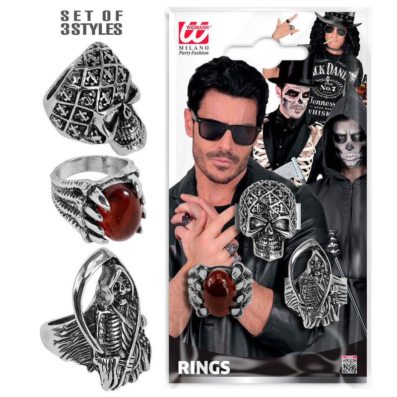 Halloween Ringe 3-teilig | Silber