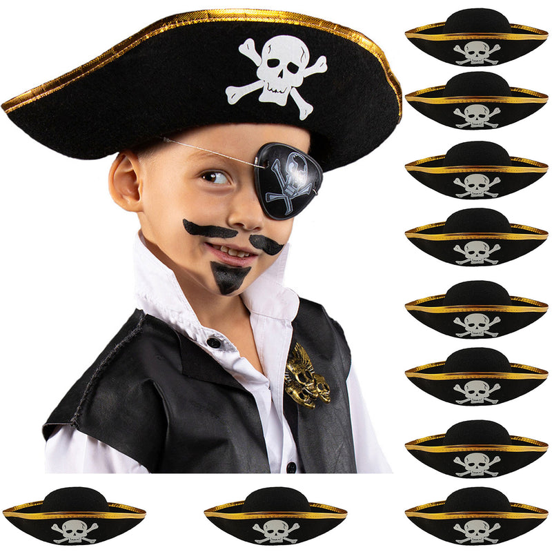 Piratenhut mit Totenkopf für Kinder | Schwarz Gold