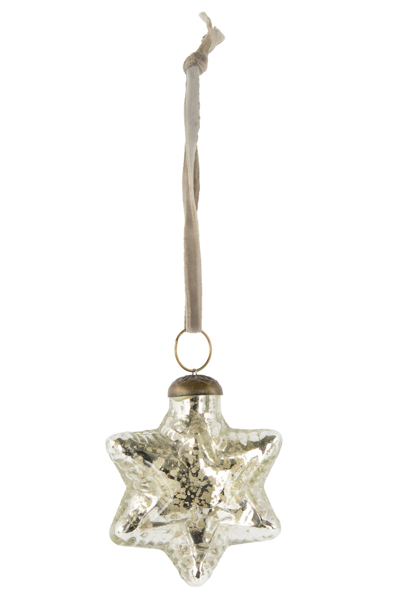 Riffelmacher Glasstern zum Hängen 8 cm 11050 | Silber Antik