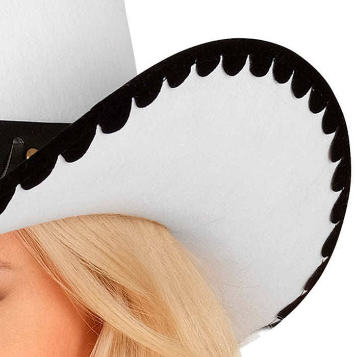 Cowboyhut mit Langhorn aus Filz | Weiß - Wilder Westen