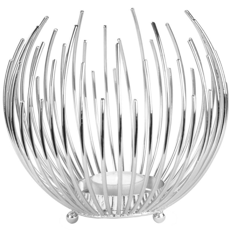 Teelichthalter Strahlenkugel 15 cm | Silber