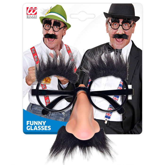 Spaßbrille mit Nase und Augenbrauen für Erwachsene | Partybrille