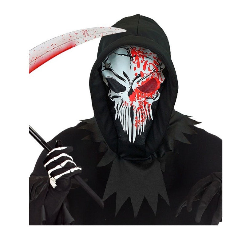 Maske Horror "Blutiger Sensemann mit Kapuze"