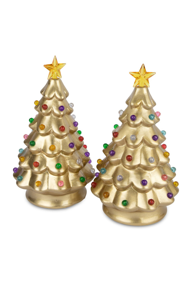 Deko-Weihnachtsbaum mit LED | Gold | Keramik mit Sternspitze | 11,5×18 cm | 12297