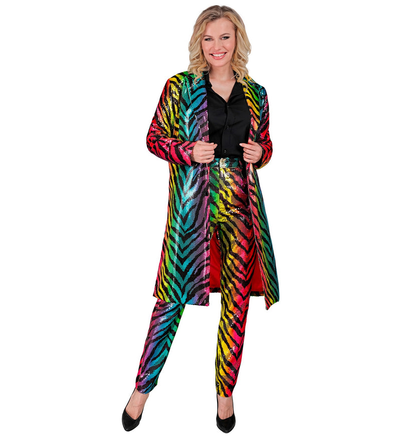 Pailletten Mantel für Erwachsene | Regenbogen Tiger