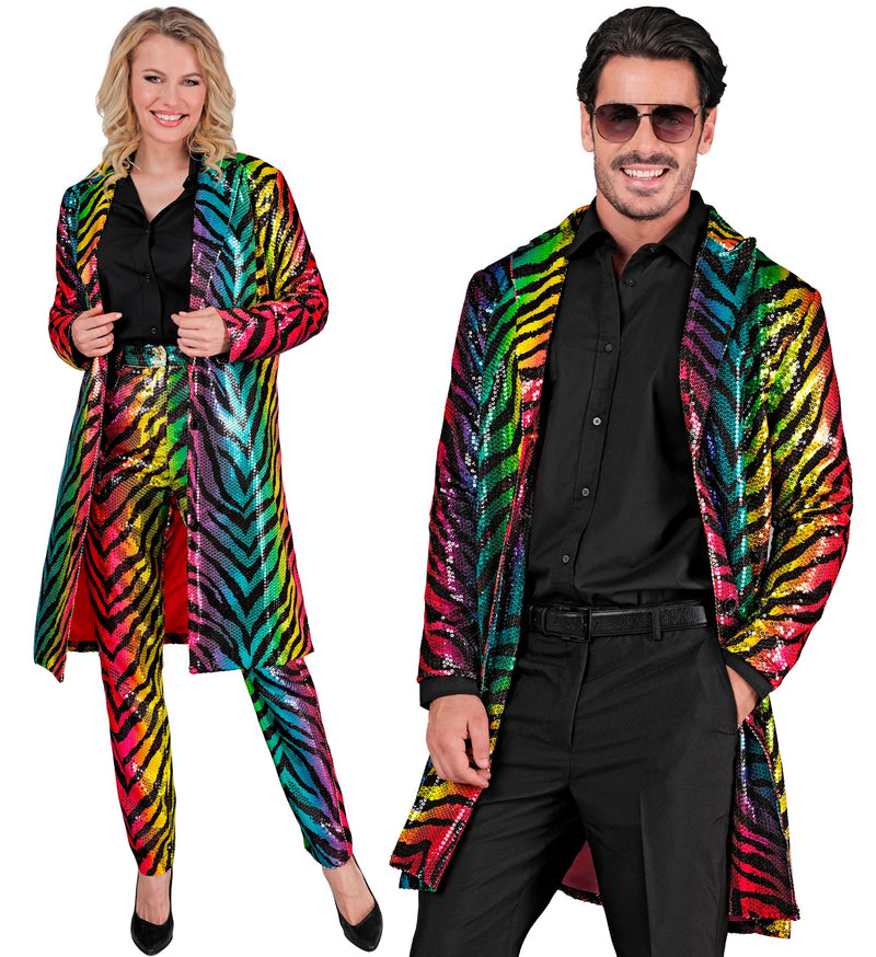 Pailletten Mantel für Erwachsene | Regenbogen Tiger