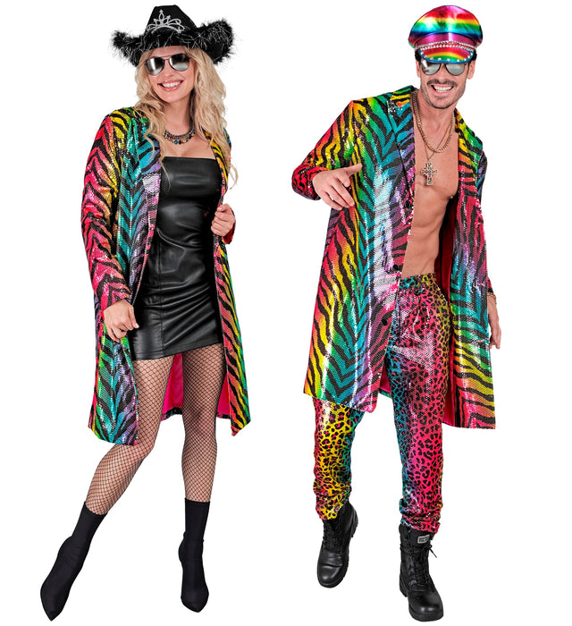 Pailletten Mantel für Erwachsene | Regenbogen Tiger