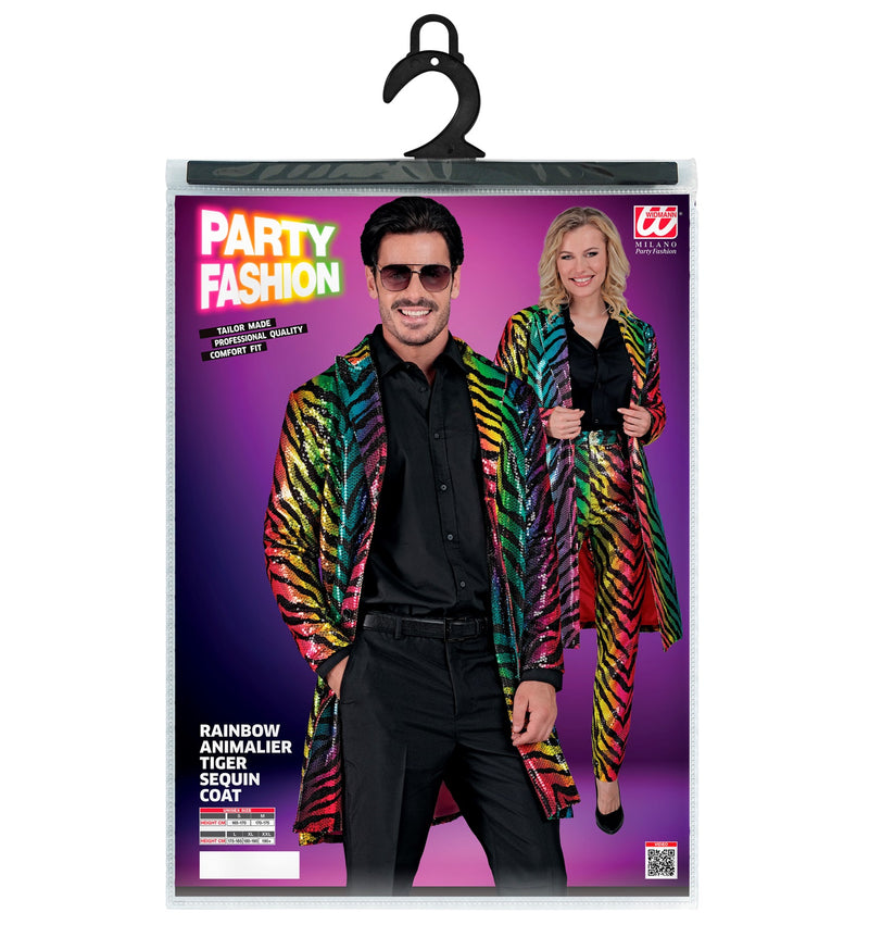 Pailletten Mantel für Erwachsene | Regenbogen Tiger