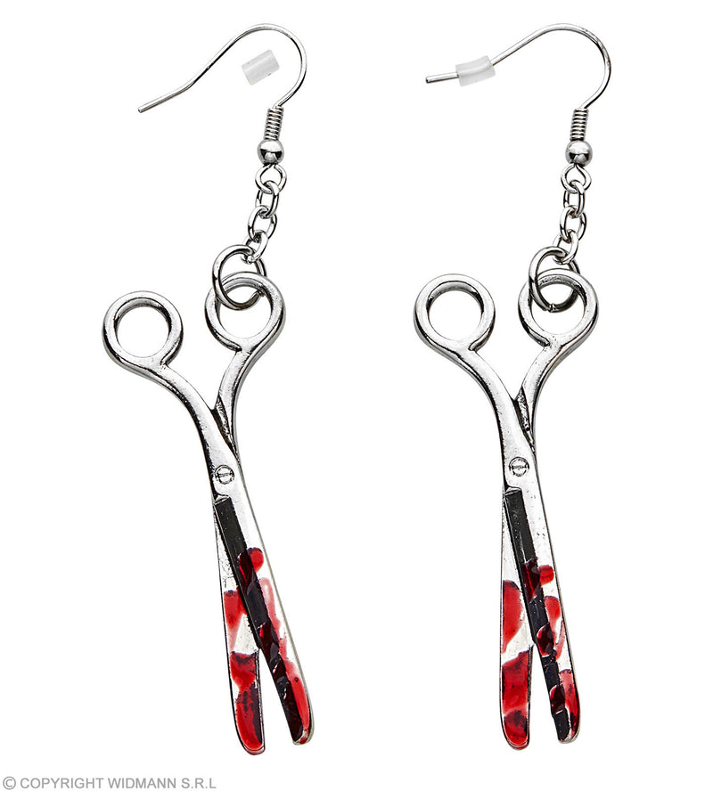 Ohrringe "Blutige Schere" 12462 | Silber Rot