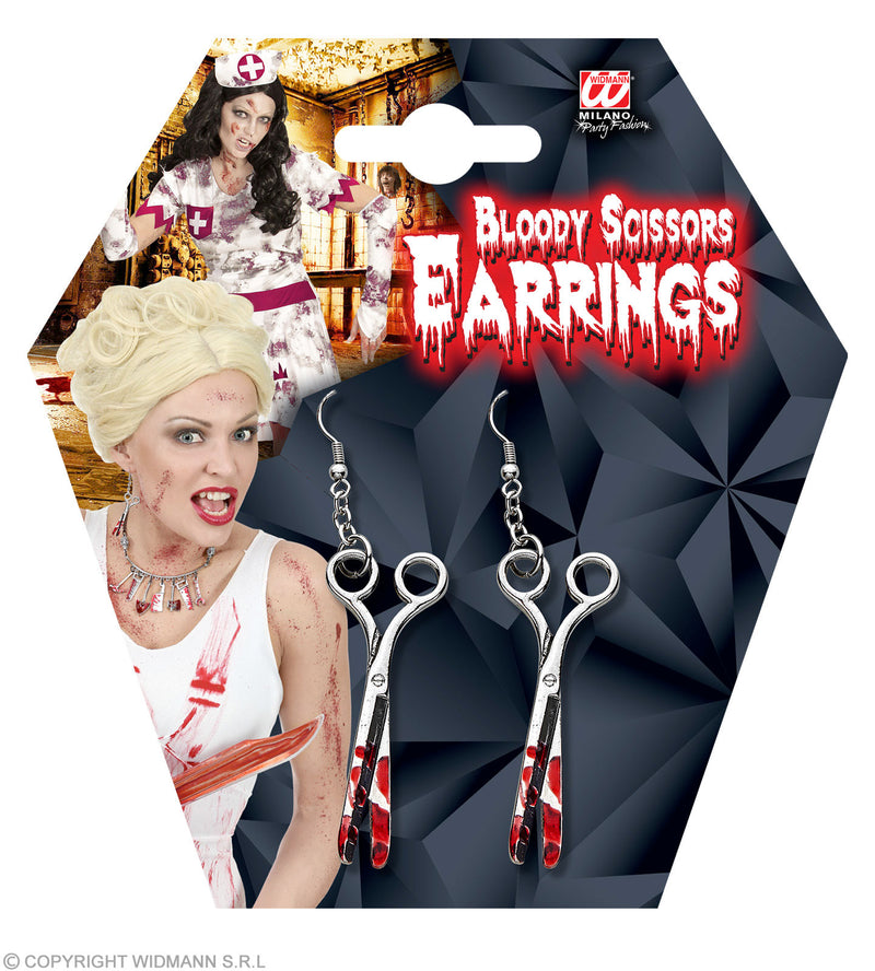 Ohrringe "Blutige Schere" 12462 | Silber Rot